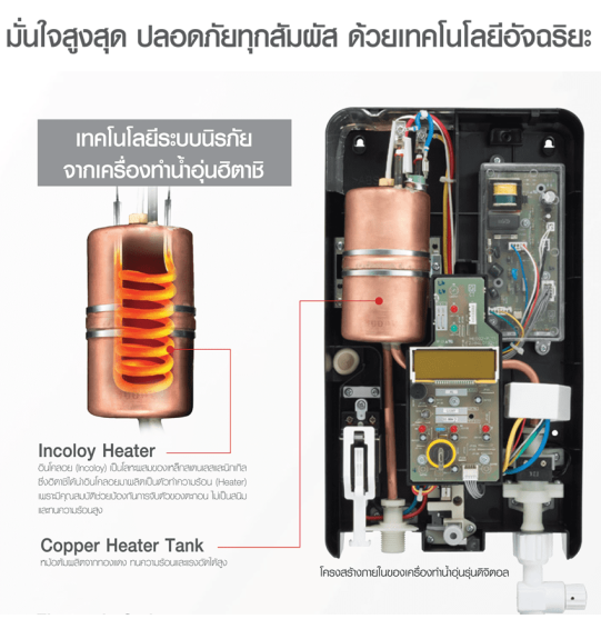 HITACHI water heater, Digital screen water heater 6000 watts, new model HES-60RD, cheap price, 5 year warranty, delivery throughout Thailand. Cash on delivery