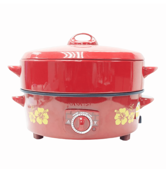 HANABISHI กระทะไฟฟ้าพร้อมซึ้งนึ่ง 2 ชั้น กระทะไฟฟ้า ฮานาบิชิ ขนาด 14 นิ้ว รุ่น HGP-14ST สีแดง รับประกัน 1 ปี จัดส่งทั่วไทย เก็บเงินปลายทาง ไฮเทคเซ็นเตอร์