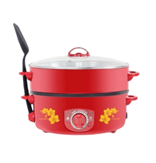 HANABISHI กระทะไฟฟ้า 2 ชั้น มีซึ้งนึ่งฝาแก้ว กระทะเคลือบเทฟลอน  กระทะ 12 นิ้ว รุ่น HTP-360S ราคาถูก รับประกัน 1 ปี จัดส่งทั่วไทย เก็บเงินปลายทาง ไฮเทคเซ็นเตอร์