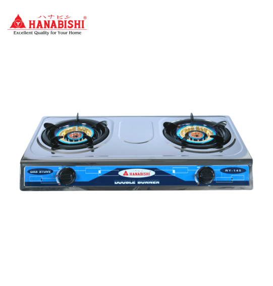HANABISHI เตาแก๊สตั้งโต๊ะ 2 หัว  เตาแก๊ส ฮานาบิชิ รุ่น RY-145 รับประกัน 1 ปี จัดส่งทั่วไทย เก็บเงินปลายทาง ไฮเทคเซ็นเตอร์