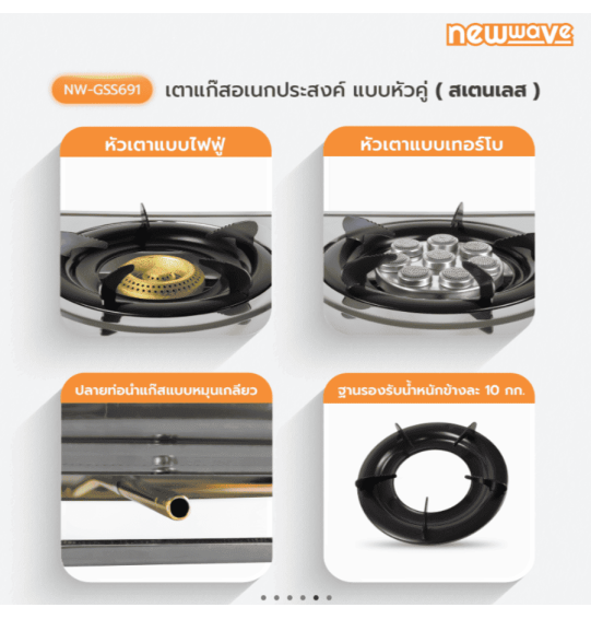 Newwave เตาแก๊สสเตนเลสตั้งโต๊ะ 2 หัวเตา รุ่น NW-GSS691 รับประกันสินค้า 1 ปี