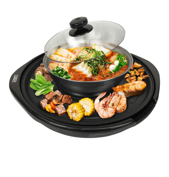 OTTO สุกี้-บาร์บีคิว รุ่น PG-155  ความจุ 2 ลิตร กำลังไฟฟ้า 1,400 วัตต์ ปรับความร้อนได้ 5 ระดับ กระทะเคลือบสาร O-FLON  ตัวหม้อทำด้วยสเตนเลส